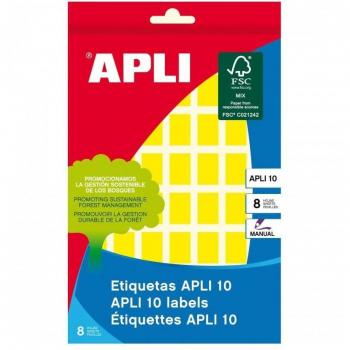 Apli Etiquetas Amarillas 12x18mm, Cantos Romos, 10 por Hoja, Paquete de 8 Hojas (2750)