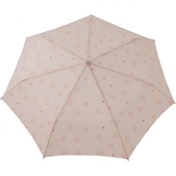 Paraguas Mediano Rosa con Estampado de Corazones.