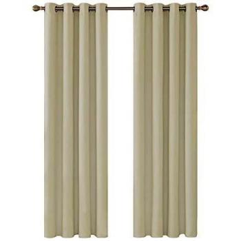Deconovo Cortinas Termicas Aislantes Dormitorio Decoración Ventanas para Habitacion Moderna con Ollaos 2 Piezas 140x270cm Beige Oscuro