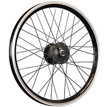 Rueda delantera de bicicleta 20 pulgadas con buje dinamo negro y doble cámara