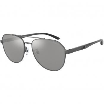 Emporio Armani EA2129D Pilot Sunglasses, Color 3003Z3, Men's, Asian Fit, Polarized, Grey, Size 59