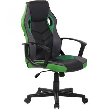 Sillón de oficina gaming con ruedas en sintético y malla negro y verde