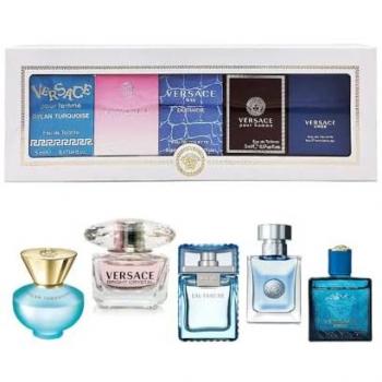 Versace Miniatures Gift Set - 5 x 5ml Eau De Toilette Collection (Dylan Turquoise, Bright Crystal, Eau Fraiche, Pour Homme, Eros)