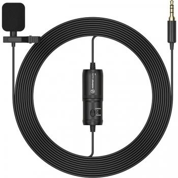 Micrófono Lavalier Mirfak MC1 - Alta Calidad, compacto, con cable de 6 metros, conexión TRRS, compatible con smartphones y cámaras, incluye clip y esponja antiviento