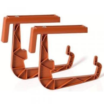 Soporte para Jardineras Colgantes HANGPLAST, Dimensiones 200/250x190 mm, Color Verde Oliva y Terracota, Resistente a la Intemperie