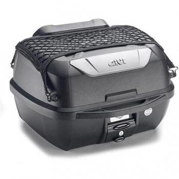 GIVI Monolock Topcase con placa y kit de montaje negro con cubierta plateada/Carga útil máxima 3 kg