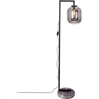 Lámpara de pie Leola en vidrio gris humo con base de mármol, 1x E27, dimensiones 35,5x28x150cm