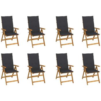 Folding Garden Chairs with Cushions Set of 8 Solid Acacia Wood