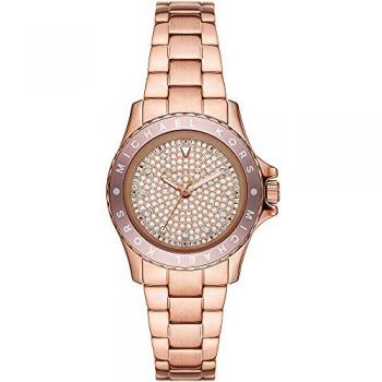 Reloj para Mujer Michael Kors Kenly MK6956 - Caja de acero inoxidable, diámetro de 33 mm, esfera en tono dorado con detalles en cristal, correa de acero inoxidable dorada, resistencia al agua hasta 50 metros,