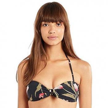 Mellow Luv Tie Bandeau Bikini Top - Top de bikini sin tirantes, diseño bandeau, con lazo ajustable, estampado colorido y tejido cómodo