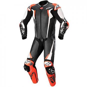 Alpinestars Traje de Moto Racing Absolute V2 1 PC Piel Negro-Blanco-Rojo Fluo