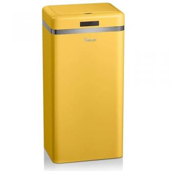 Cubo de Basura Cocina Sensor de Apertura Automática SWAN SWKA4500YELNEU, Metálico, Capacidad 45 Litros, Diseño Vintage, Amarillo