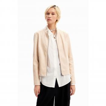 Chaqueta de mujer Desigual Toronto de piel sintética, corte regular, color écru