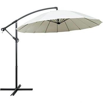 Sombrilla colgante con palo de aluminio blanco 3 m