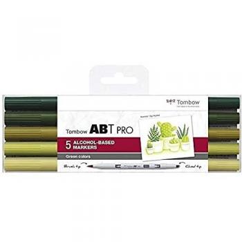 Estuche 5 Rotuladores ABT PRO Base Alcohol Tombow Colores Verdes