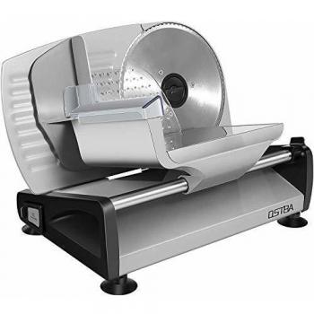 Cortafiambres, Cortafiambres Profesional 200W, Cortafiambres metálica grosor de corte de 15 mm, Máquina cortafiambres Cuchillas de Acero Inoxidable, Cortadora Eléctrica, Plateado OSTBA