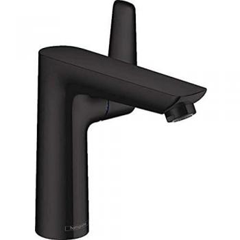 Mezclador de lavabo Hansgrohe Talis E 150 con sistema de desagüe pop-up, negro mate, ahorro de agua