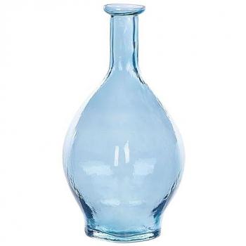 Vaso Decorativo de Vidrio Azul Claro Hecho a Mano 28 cm Forma de Bocciolo Redondo para Mesa