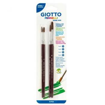 Set de 4 pinceles para acuarela Giotto serie 400 (Nº 3/4/5/8)