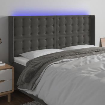 Cabecero LED de Terciopelo Gris Oscuro 183x16x118/128 cm con Iluminación Integrada