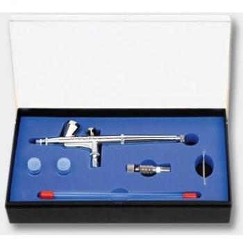 Aerógrafo Profesional Doble Acción Mod. 136T, Capacidad 3ml, Boquillas y Agujas de 0,2/0,3/0,5 mm - Kit Completo para Maquillaje, T