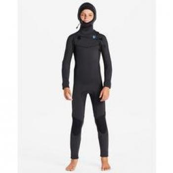 Traje de surf para niños Billabong 5/4mm Absolute con cremallera en el pecho y capucha