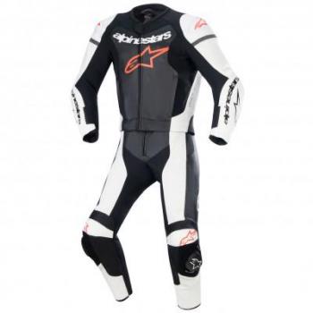 Alpinestars Mono de Cuero GP Force Lurv 2 PC Negro-Blanco-Rojo Flúor Traje de moto de dos piezas perforado
