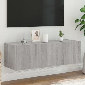 Mueble TV de pared con LED Sonoma gris 100x35x31 cm
