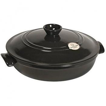 Emile Henry Sauteuse-Fusain, Céramique Flame, Kohle, 29,5 x 29,5 x 14 cm