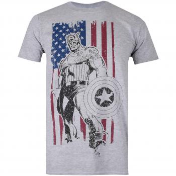 Marvel Captain Flag Camiseta, Gris