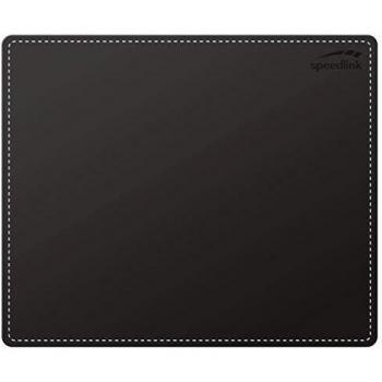 Speedlink Notary SL-6243-LBK Soft Touch Mousepad with Leather Appearance, Stitch Detailing, Non-Slip Backing, 23cm x 19cm x 3mm Size, Black
