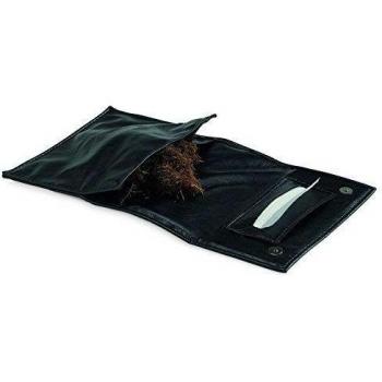 Egoist Estuche de Tabaco, de Cuero Italiano, Tamaño Grande, Color Negro, 11 cm