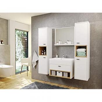 Set de baño Providence J101, Blanco y Roble Artisan, 133 x 35 cm