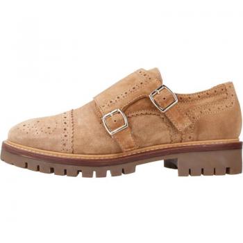 Mocasines de Mujer Alpe 2693 Marrón Claro, piel, suela antideslizante, cierre de hebilla