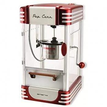 Máquina de Palomitas Emerio POM-120650 - 360 W, Recipiente Antiadherente, Diseño Retro, Roja y Plata
