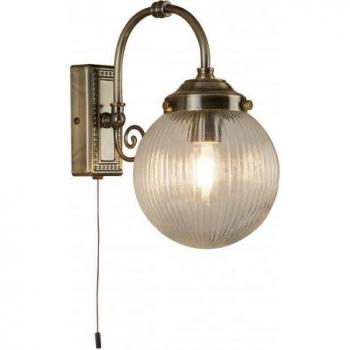 Plafón de baño Belvue, tipo: plafón, características: material de vidrio y metal, acabado en latón envejecido, tamaño 27 cm, compatible con 1 bombilla E27