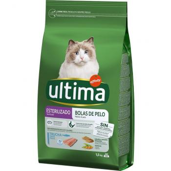 Ultima Adult Sterilized Hairball Control with Trout Dry Cat Food - 4.5 kg (3 x 1.5 kg)