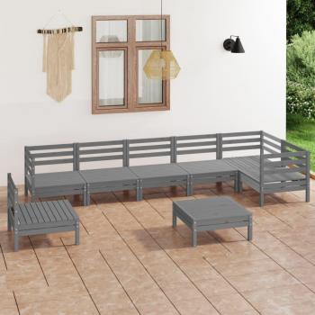 vidaXL 8 Piece Garden Lounge Set Solid Pinewood Grey