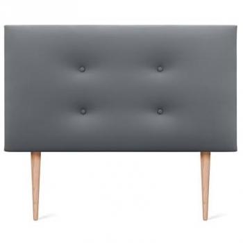 Cabecero Tapizado de Polipiel Aqualine con 2 Hileras de Botones y Patas - 95x105cm (Camas 70/80/90) - Color Gris