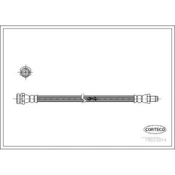 Latiguillo de freno CORTECO 19033014 - Tipo: Latiguillo de freno; Características: Fabricado por CORTECO, número de referencia 19033014, diseñado para sistemas de frenos en vehículos,