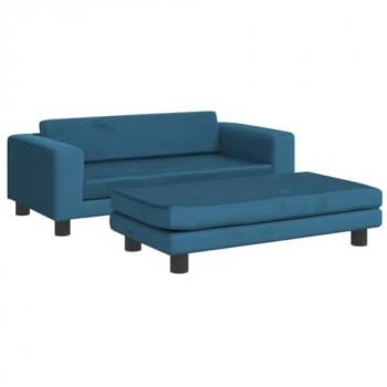 Cama para perros con extensión terciopelo azul 100x50x30 cm