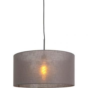 Lámpara colgante moderna negra con pantalla gris de 50 cm - COMBI 1, E27, textil, adecuada para LED, máxima potencia 1 x 60 Watt