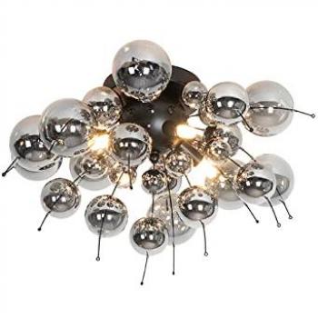 Lámpara de techo negra con cristal ahumado 50 cm y 4 luces - Explode