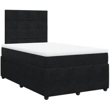 Cama box spring con colchón terciopelo negro 120x200 cm
