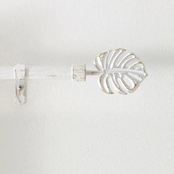 Barra Cortinas Extensible de Metal con 2 Terminales, Soportes y Tornillos (Blanco-Oro, 120-210 cm)
