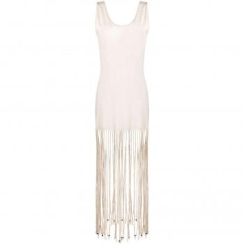 Alanui Women's Monsoon Fringed Dress in White | Size Small | LWDB020R24JER001