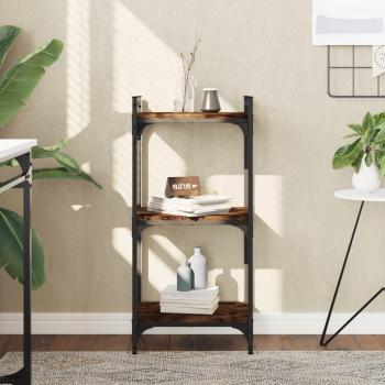 vidaXL 3-Tier Bookcase in Smoked Oak, Dimensions: 40x30x86 cm, Material: Engineered Wood
