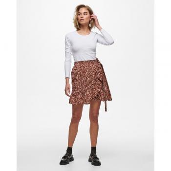 Falda corta fluida Only Olivia Wrap Marrón Mujer