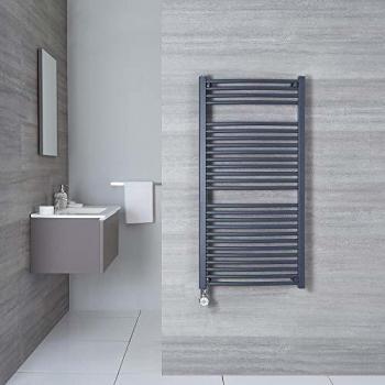 Radiador Toallero Eléctrico Vertical Moderno Antracita 600W - 1200 x 500mm - Acero Inoxidable