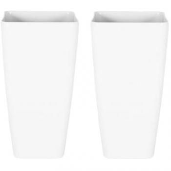 Conjunto de 2 macetas altas para exterior e interior 30 x 30 x 57 cm blanco Modi